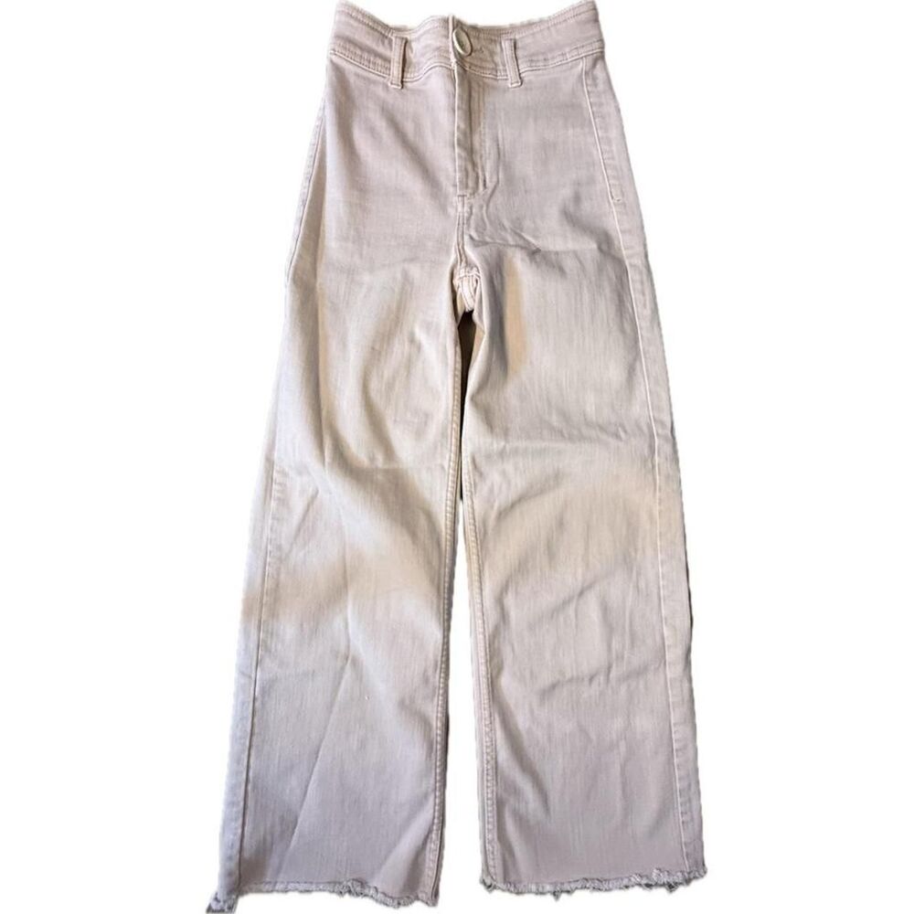 OAT New York Wide Leg Peach Patch Pocket Jeans Raw Hem Minimalist